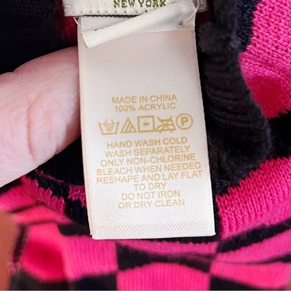Kate Spade NWT Signature Bow Knit Arm Warmers Pink Black Winter Outdoor